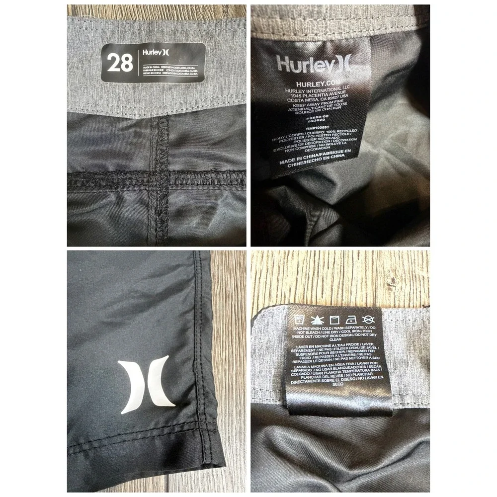 Hurley Board Shorts Phantom Solid Swim Trunks Black 28 Surf Beach Activewear